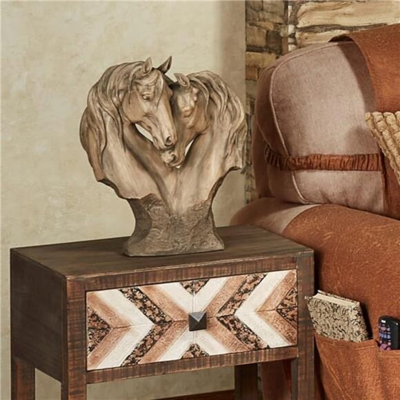 Touch of Class Loving Horses Table Sculpture Tan - Light Brown - Made of Resin - Picture 3 of 4